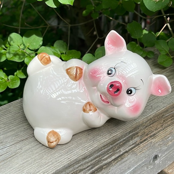 Vintage Ceramic Pig Piggy Bank Figurine - Picture 6 of 10